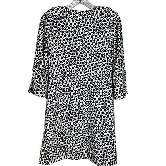 Jude Connally Megan Geometric 3/4 Sleeve A-Line Mini Dress Small Navy Blue/White - Picture 2 of 5